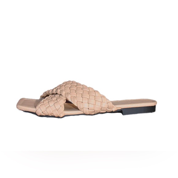 Tan Square toe braided sandal. - Picture 2 of 3